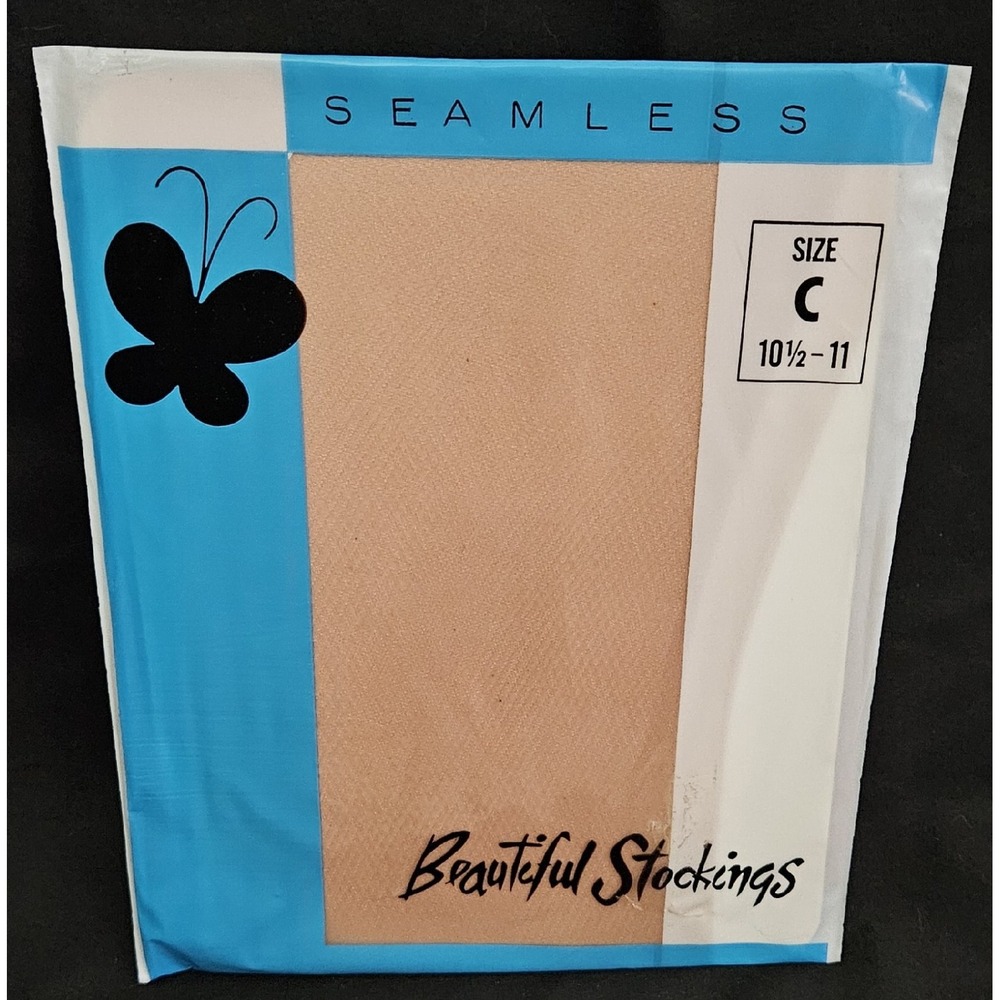 Vintage NOS 1960s Sheer Seamless Beautiful Stockings Nylons "C" Size Large